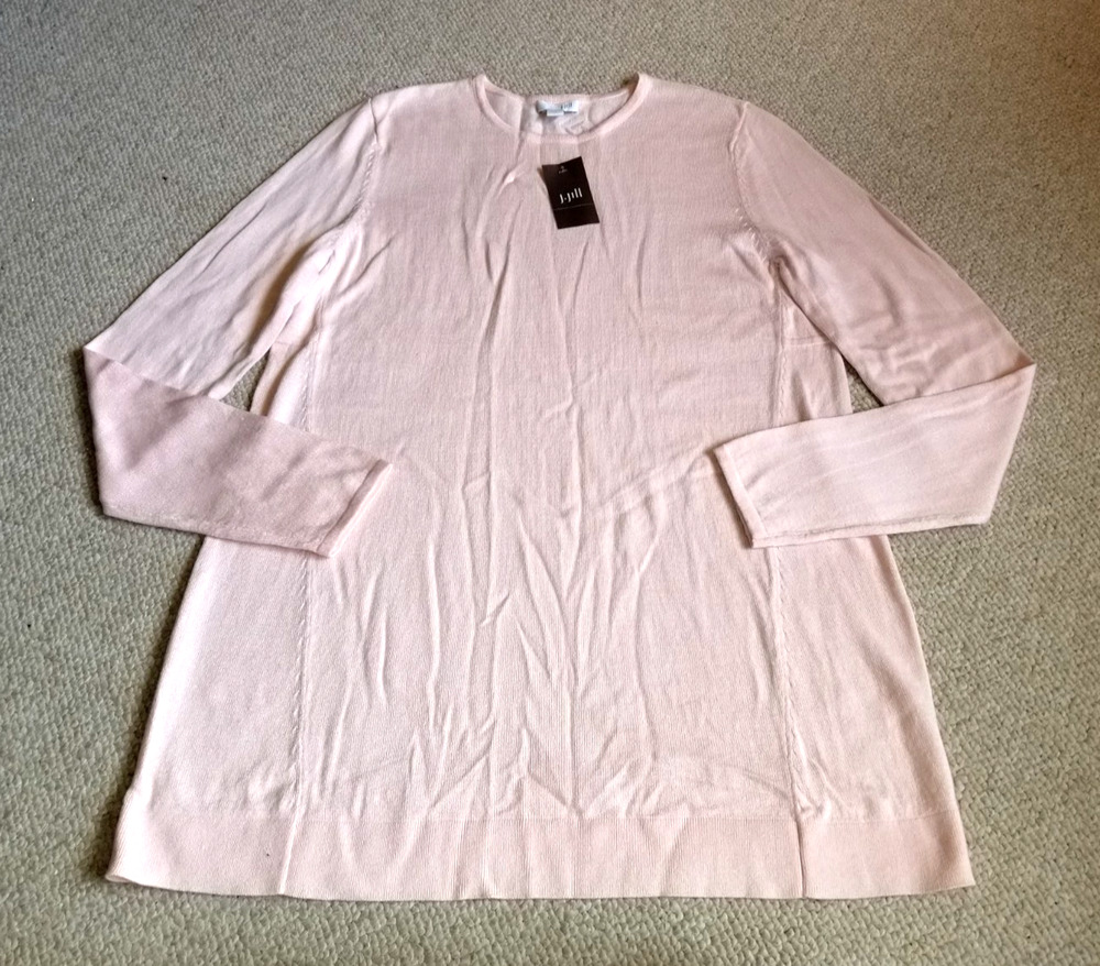 NWT Womens Sweater-J. JILL-pink blush cotton long Classic tunic Preppy Barbie-XS